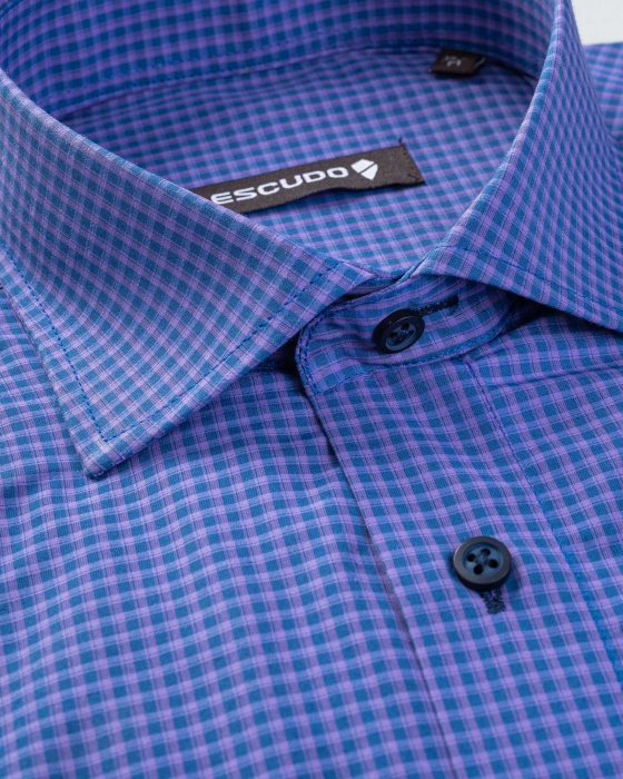 Camasa bleumarin cu caro mov slim fit [4]