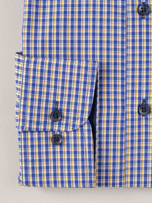 Camasa bleumarin cu galben regular fit cu caro  [3]