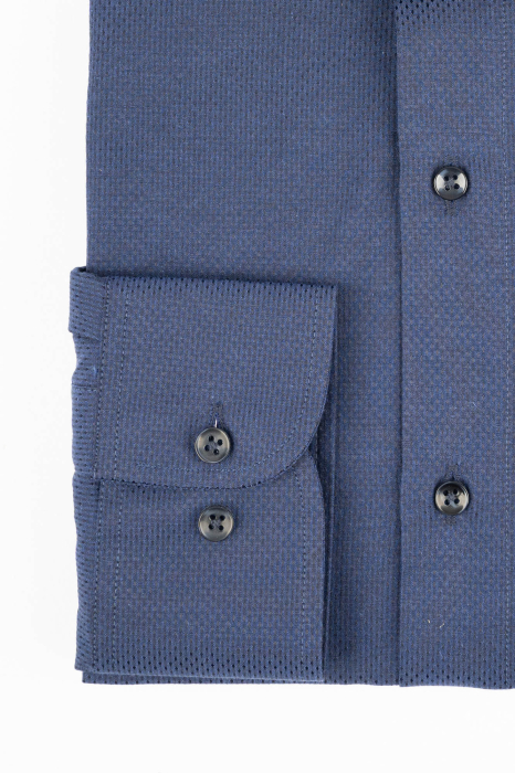 Camasa bleumarin regular cu model in tesatura [3]