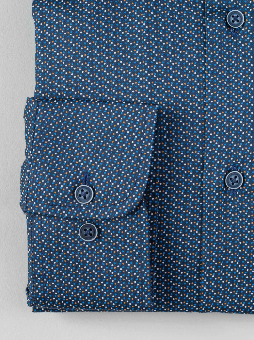 Camasa bleumarin slim fit cu picouri colorate [5]