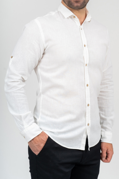 Camasa casual barbati alba slim din in [5]