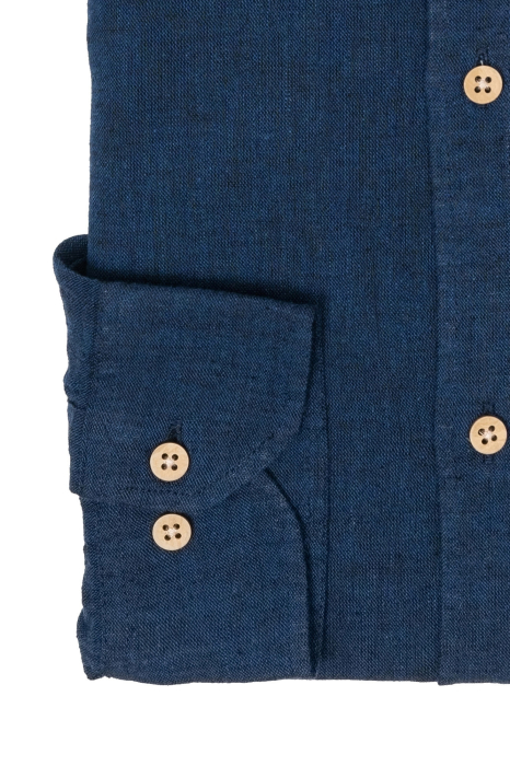 Camasa casual barbati slim din in bleumarin [5]