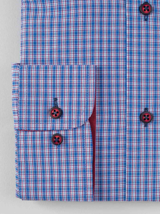 Camasa casual regular bleumarin cu carouri bordo [3]