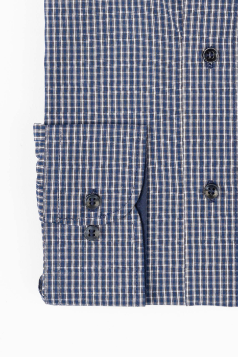 Camasa casual regular bleumarin cu carouri gri maneca lunga [3]