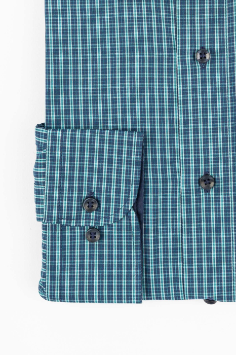 Camasa casual regular bleumarin cu carouri turcoaz maneca lunga [3]