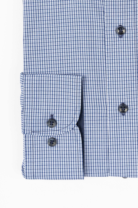 Camasa casual regular gri cu carouri bleumarin maneca lunga [3]