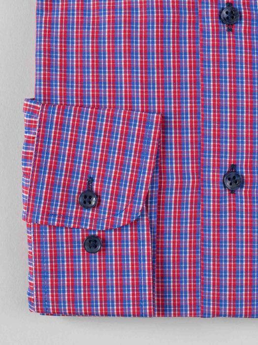 Camasa casual rosie cu carouri albastre [3]