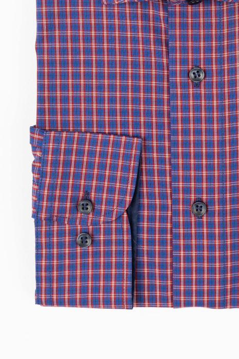 Camasa casual slim albastra cu carouri visinii [2]