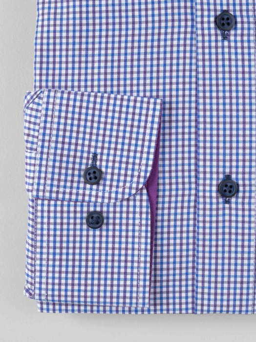 Camasa casual slim fit cu carouri bleumarin [5]