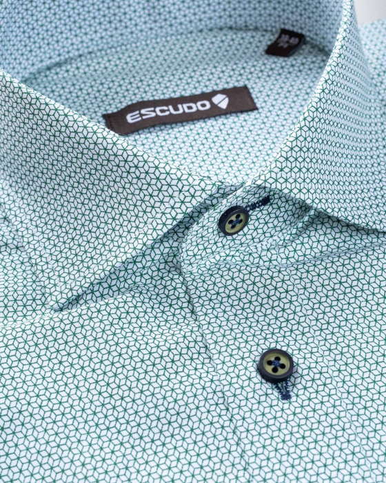 Camasa casual slim fit cu imprimeu verde [2]