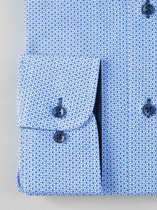 Camasa casual slim fit cu imprimeuri geometrice albastre [3]