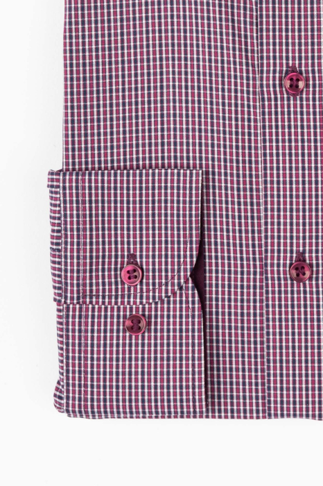 Camasa casual slim maneca lunga cu carouri bordo [3]