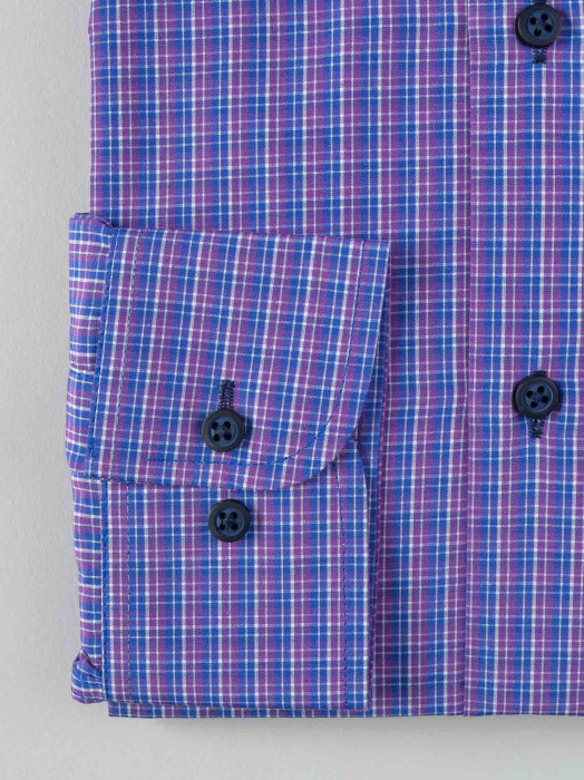 Camasa cu carouri mov si bleumarin slim fit [3]