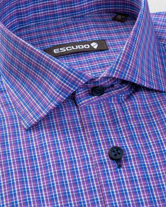 Camasa cu carouri mov si bleumarin slim fit [2]