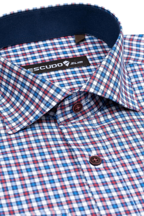 Camasa cu carouri rosii si albastre slim fit [3]
