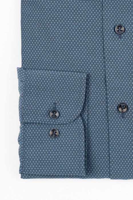 Camasa Design albastra cu imprimeu alb slim [2]