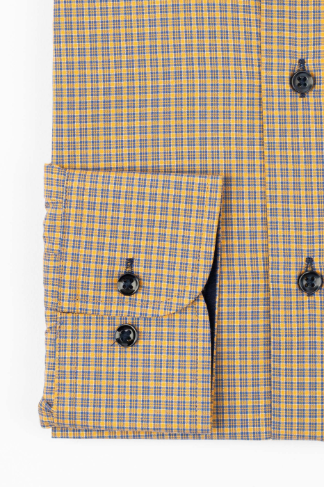 Camasa galbena regular fit cu carouri albastre [3]