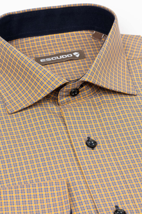 Camasa galbena regular fit cu carouri albastre [2]