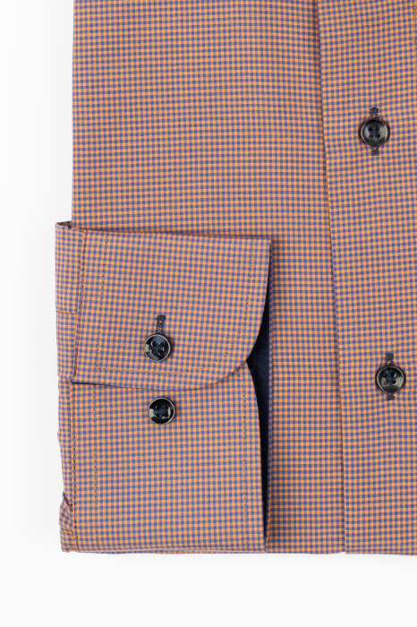 Camasa maro cu carouri bleumarin regular fit [2]