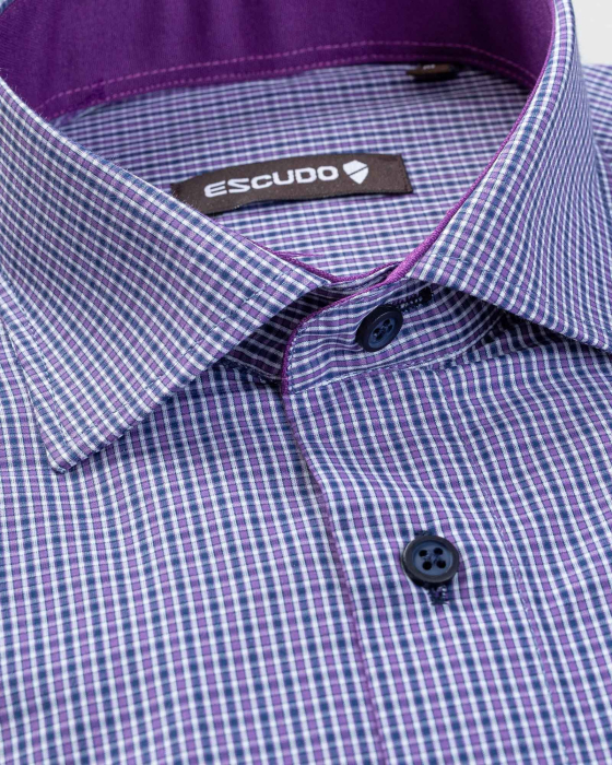 Camasa mov regular 2XL cu carouri [2]