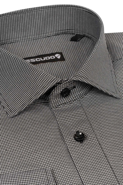 Camasa neagra regular cu carouri [3]