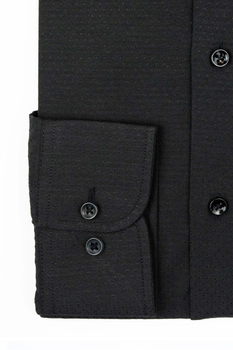 Camasa neagra slim fit cu model in tesatura [3]