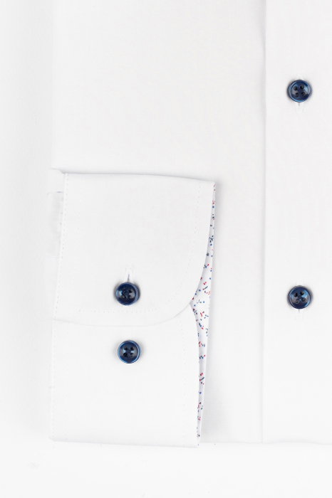 Camasa office regular cu insertii albastre si rosii la guler [2]