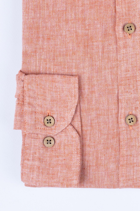 Camasa portocalie casual barbati slim din in [3]