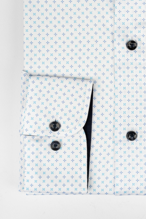 Camasa premium regular alba cu imprimeu bleu si albastru-45/46 - 2XL [3]