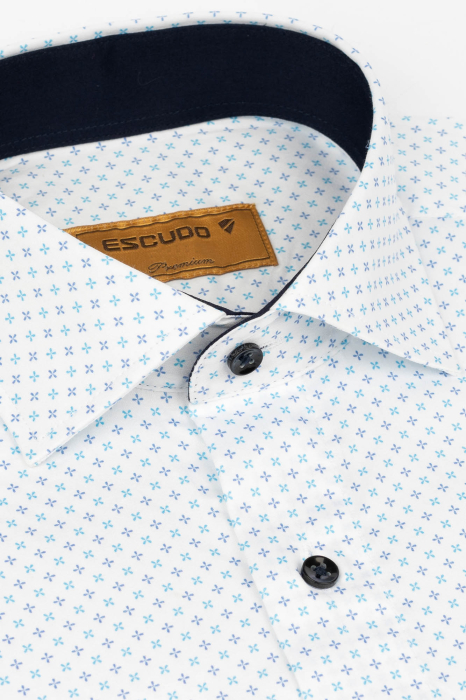 Camasa premium regular alba cu imprimeu bleu si albastru-45/46 - 2XL [2]