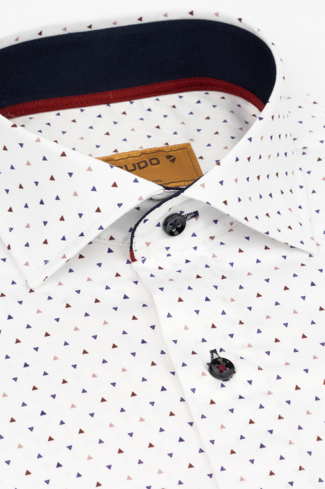 Camasa premium regular alba cu imprimeu geometric triunghi-45/46 - 2XL [3]