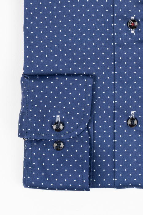 Camasa premium regular bleumarin cu picouri albe-45/46 - 2XL [3]
