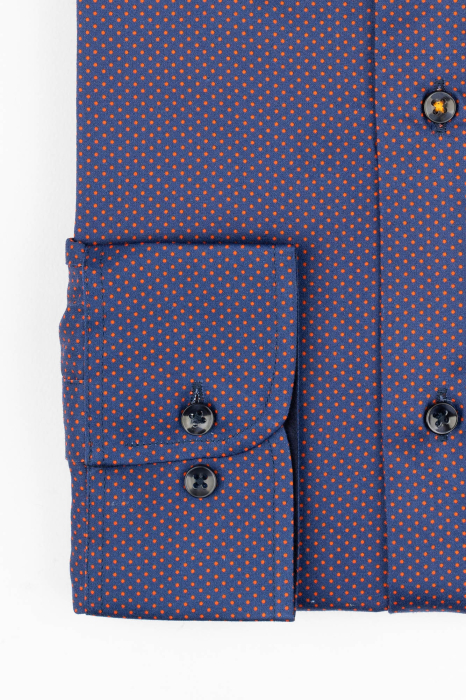 Camasa premium regular bleumarin cu picouri caramizi-45/46 - 2XL [3]