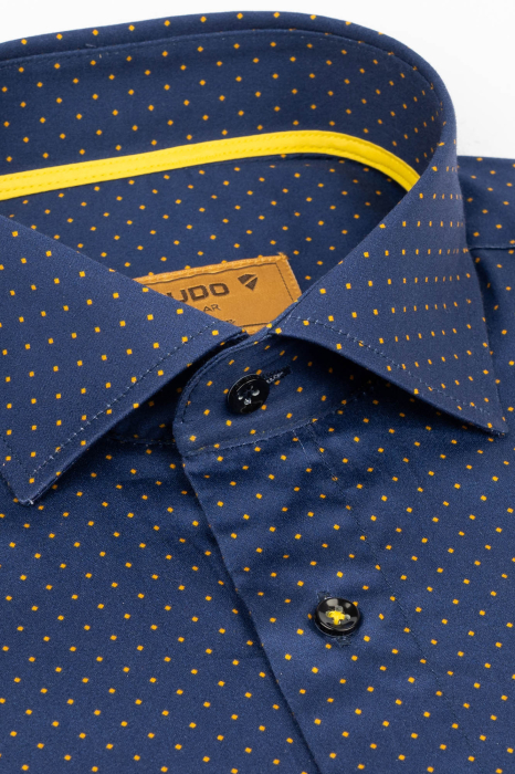 Camasa premium regular bleumarin cu picouri portocali-45/46 - 2XL [2]