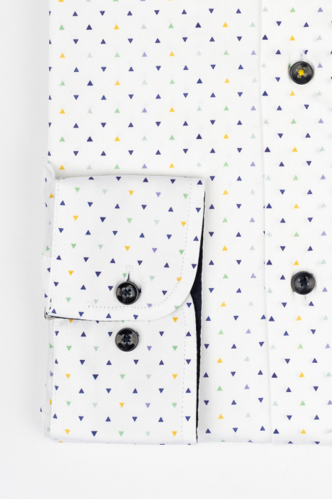 Camasa premium slim alba cu imprimeu geometric [3]