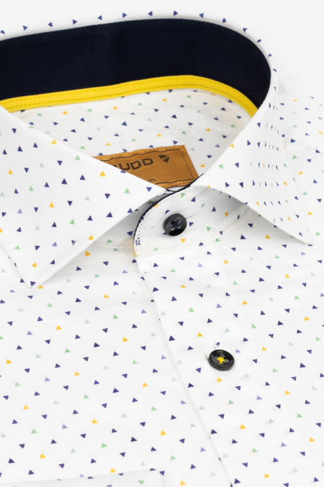 Camasa premium slim alba cu imprimeu geometric [2]