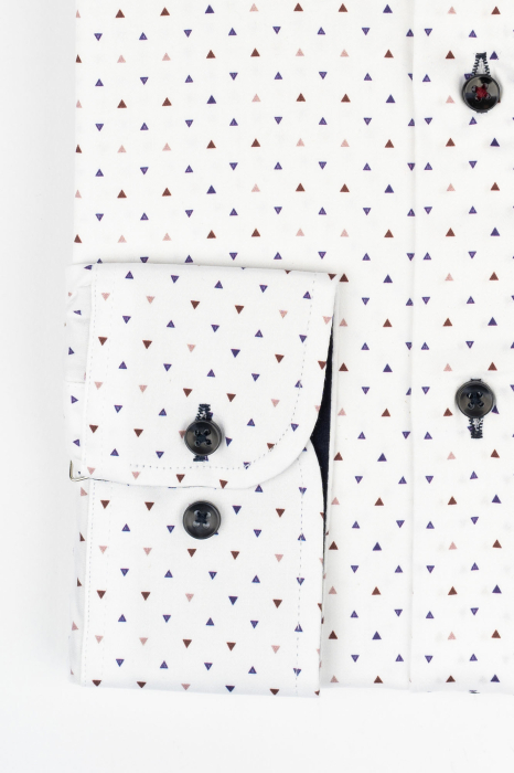 Camasa premium slim alba cu imprimeu geometric triunghi [3]