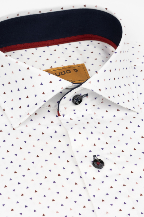 Camasa premium slim alba cu imprimeu geometric triunghi [2]