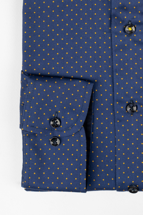 Camasa premium slim bleumarin cu picouri portocalii [2]