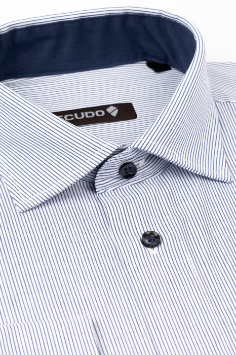 Camasa regular 2XL-4XL alba cu dungi bleumarin  [3]