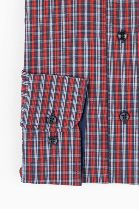 Camasa regular 2XL-4XL bleumarin cu carouri bleu si rosii [2]