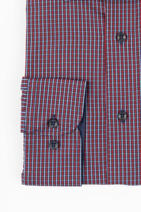Camasa regular 2XL - 4XL  bordo cu carouri bleu  [2]