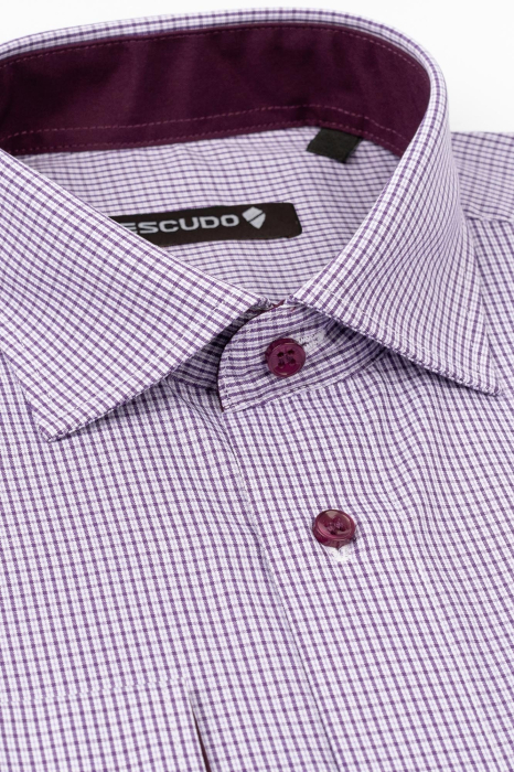 Camasa regular fit 2XL - 4XL cu carouri mov si lila [2]