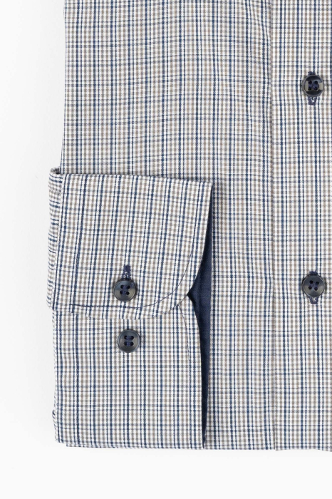 Camasa regular 2XL-4XL gri cu carouri bleumarin  [3]