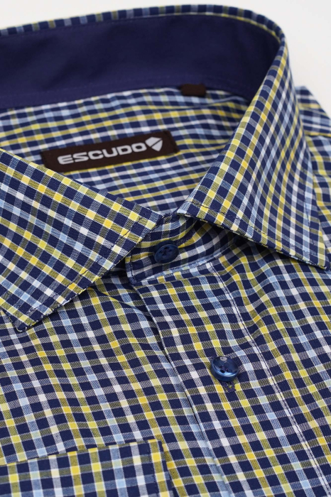 Camasa regular 2XL cu carouri galbene [3]