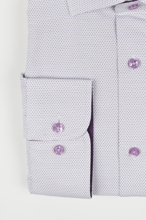 Camasa regular alba 2XL cu picouri mov  [3]