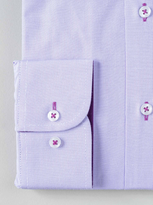 Camasa regular alba cu dungi mov [3]