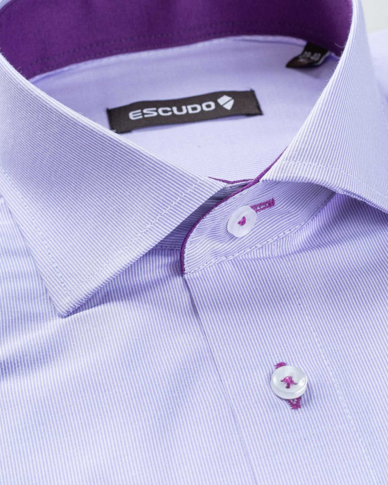 Camasa regular alba cu dungi mov [2]