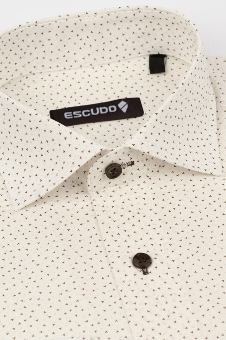 Camasa regular alba cu imprimeu maro 2XL-4XL [2]