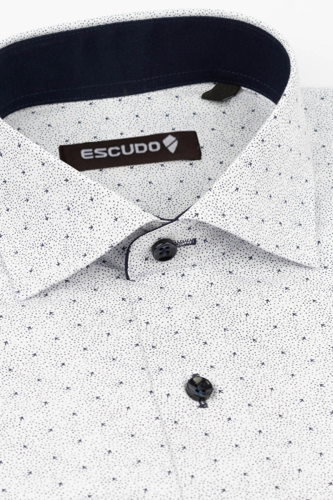 Camasa regular alba cu imprimeuri bleumarin 2XL-4XL [2]